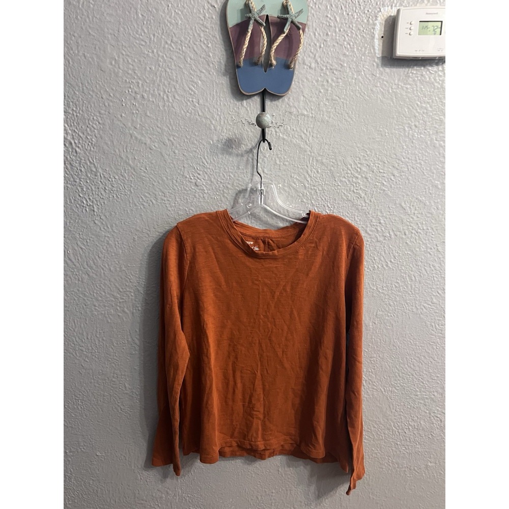 J Crew Girlfriend Tee Long Sleeve Crew Neck Shirt Womens Rust Size Large